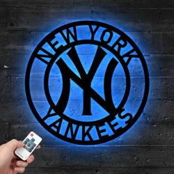 MLB New York Yankees Metal LED Sign Wall Art Home Decor