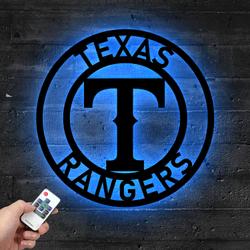 mlb texas rangers metal led sign wall art home decor 790 3