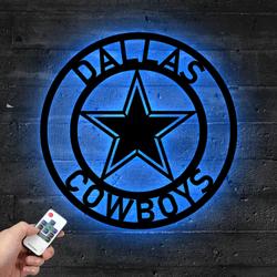 NFL Dallas Cowboys Metal LED Sign Wall Art Home Decor