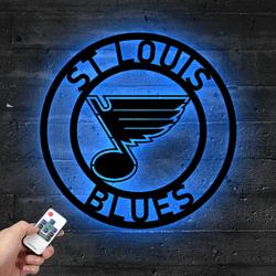 NHL St Louis Blues Metal LED Sign Wall Art Home Decor