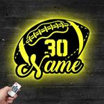 personalized us football player name metal sign with led light sport lover wall art home decor 406 0