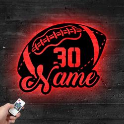 personalized us football player name metal sign with led light sport lover wall art home decor 406 4
