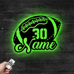 personalized us football player name metal sign with led light sport lover wall art home decor 406 5