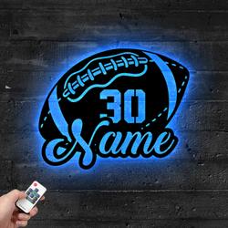 personalized us football player name metal sign with led light sport lover wall art home decor 406 6
