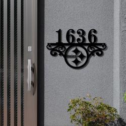 pittsburgh steelers metal monogram address nfl fan house number sign 853 1