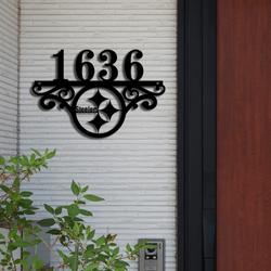 pittsburgh steelers metal monogram address nfl fan house number sign 853 3
