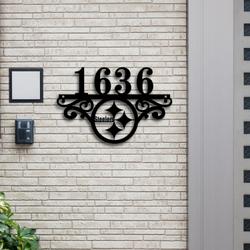 pittsburgh steelers metal monogram address nfl fan house number sign 853 4