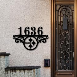 pittsburgh steelers metal monogram address nfl fan house number sign 853 5