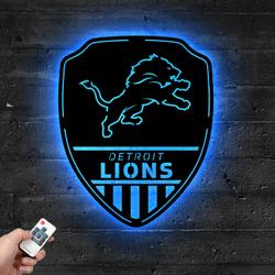 Shield Detroit Lions Metal Sign with LED Light NFL Football Lover Home Decor