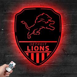 shield detroit lions metal sign with led light nfl football lover home decor 202 2