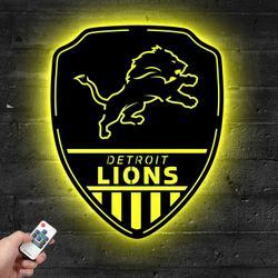 shield detroit lions metal sign with led light nfl football lover home decor 202 3