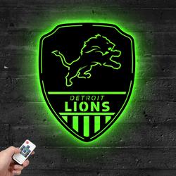 shield detroit lions metal sign with led light nfl football lover home decor 202 4