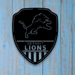 shield detroit lions metal sign with led light nfl football lover home decor 202 6