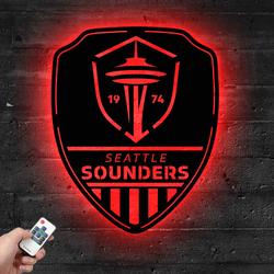 shield seattle sounders fc metal sign with led light mls soccer lover home decor 246 3