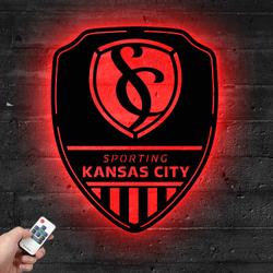 shield sporting kansas city fc metal sign with led light mls soccer lover home decor 245 2