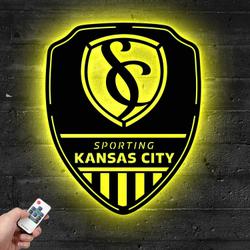 shield sporting kansas city fc metal sign with led light mls soccer lover home decor 245 3