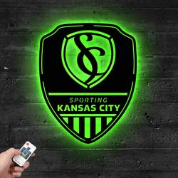 shield sporting kansas city fc metal sign with led light mls soccer lover home decor 245 4