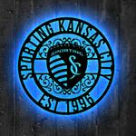 sporting kansas city fc metal sign led light mls monogram wall art decor 97 0