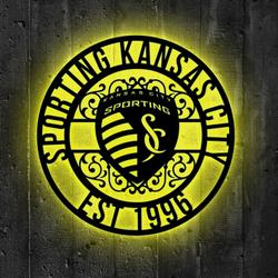 sporting kansas city fc metal sign led light mls monogram wall art decor 97 2