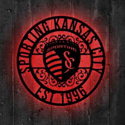 sporting kansas city fc metal sign led light mls monogram wall art decor 97 3
