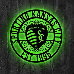 sporting kansas city fc metal sign led light mls monogram wall art decor 97 4