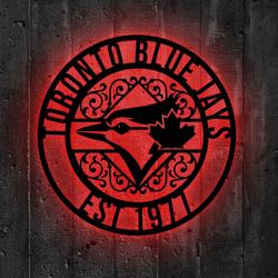 toronto blue jays metal sign led light mlb monogram wall art decor 120 3