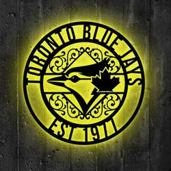 toronto blue jays metal sign led light mlb monogram wall art decor 120 4