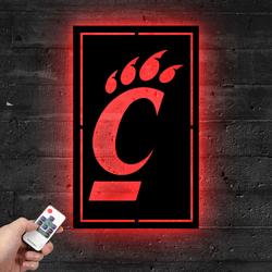 University of Cincinnati Bearcats NCAA Metal LED Sign Man Cave Home Bar Wall Art Decor