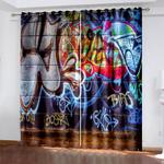 3d cafe hip hop street graffiti curtains blackout window treatments drapes 0