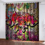 3d cafe hip hop street graffiti curtains cosplay blackout window drapes room decoration 0