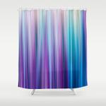abstract purple and teal gradient stripes pattern shower curtain 0