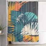abstract tropical sunset with palm leaves shower curtain 0