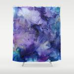 abstract watercolor ink prints indigo blue purple shower curtain 0