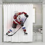 action of nathan mackinnon hockey shower curtains 0