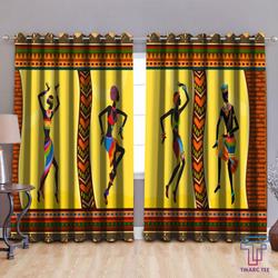 African Heritage Window Curtains Afro Black Women Dancing African Culture