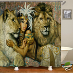 african queen women lion print waterproof bathroom sets shower curtain sets 0