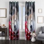 akita dog window curtains 0
