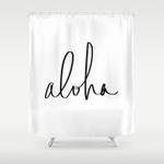aloha hawaii typography shower curtain 0