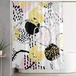 amalia gold abstract black and white glitter foil art print texture ink brushstroke modern minimal shower curtain 0