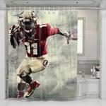 american football player running shower curtains 0