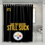and the ravens still suck steelers shower curtains 0