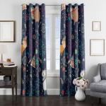 animal nature like bear in the night window curtain 0