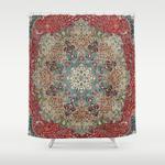 antique red blue black persian carpet print shower curtain 0