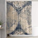 antique world map white gold navy blue by nature magick shower curtain 0