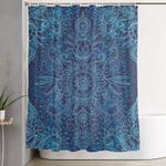 aqua cobalt blue purple protea doodle pattern shower curtain 0