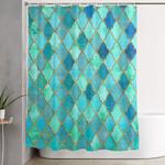 aqua teal mint and gold oriental moroccan tile pattern shower curtain 0