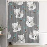 arctic foxes on grey shower curtain 0