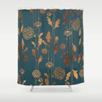 art deco copper flowers shower curtain 0