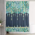 art deco double drop in blues and greens shower curtain 0