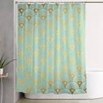 art deco mermaid scales pattern on aqua turquoise with gold foil effect shower curtain 0